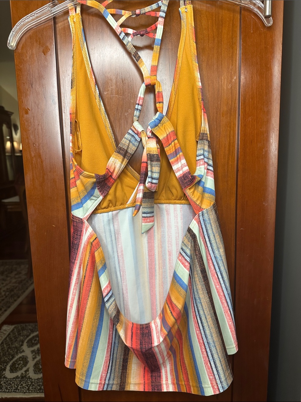 Prana Multicolor Stripe Swim Top with Mint Green Unbranded Skort - Picture 5 of 8